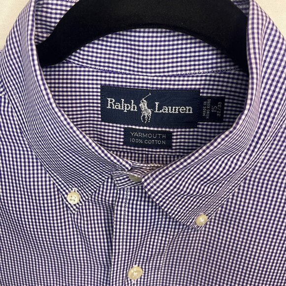 Ralph Lauren Yarmouth Men's 15-32/33 Purple Checkered Shirt Long Sleeve - Picture 7 of 7